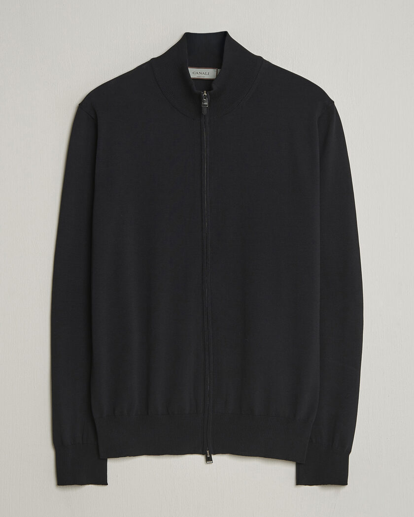 Canali Cotton Full Zip Black – Musta