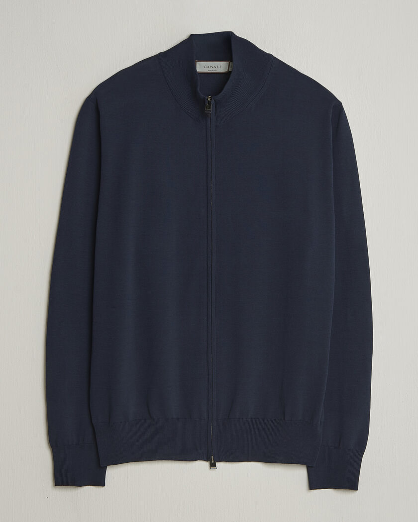 Canali Cotton Full Zip Navy – Sininen