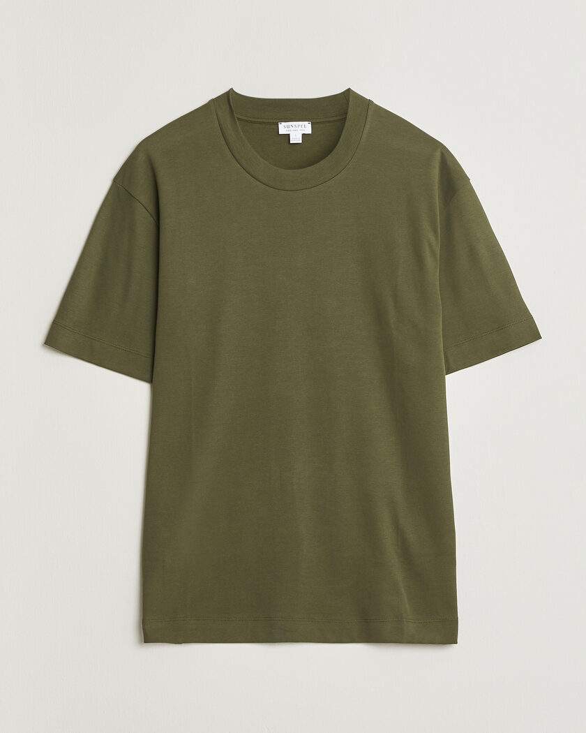 Sunspel Heavy Weight Supima Cotton T-Shirt Deep Olive – Vihreä