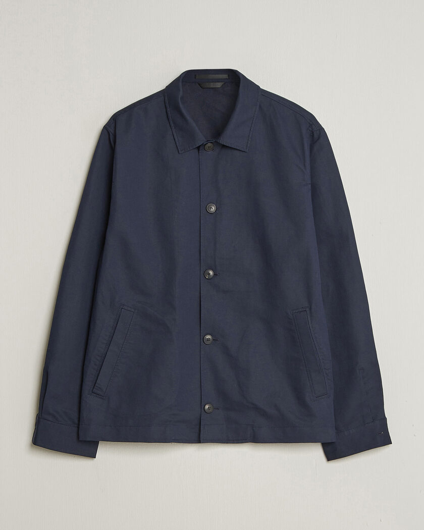 Sunspel Cotton/Linen Jacket Navy – Sininen