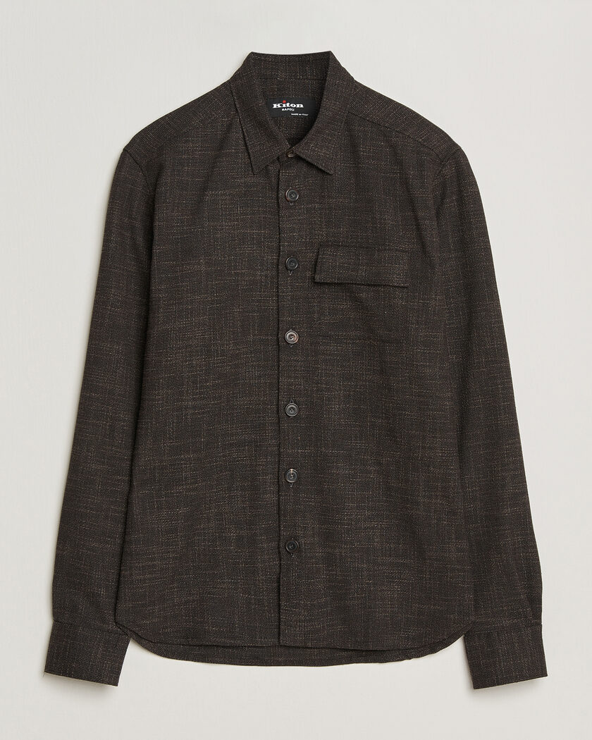 Kiton Virgin Wool Overshirt Dark Brown – Ruskea