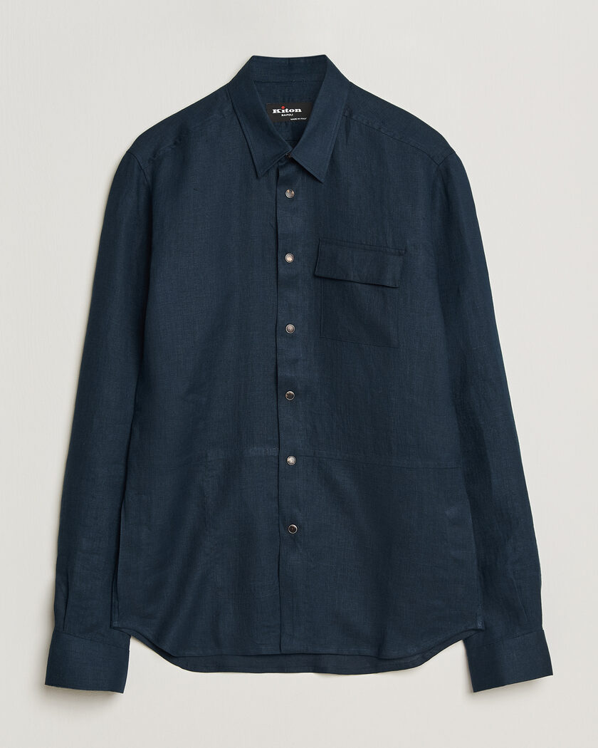 Kiton Linen Overshirt Navy – Sininen
