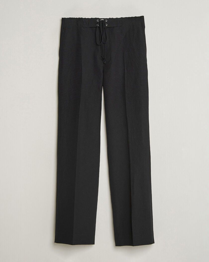 Auralee Wool/Linen Ox Drawstring Pants Black – Musta