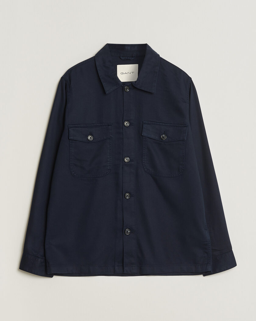 Gant Regular Fit Lyocell Overshirt Evening Blue – Sininen