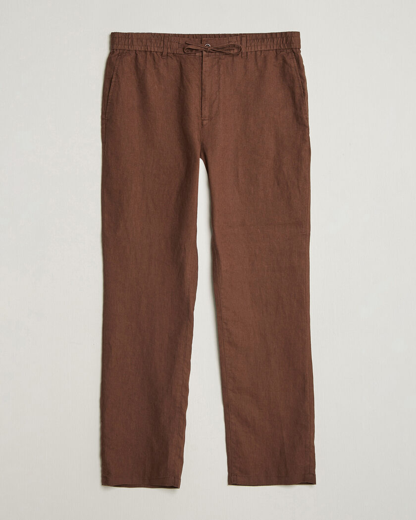 GANT Regular Fit Linen Drawstring Pants Mahogany Brown – Ruskea
