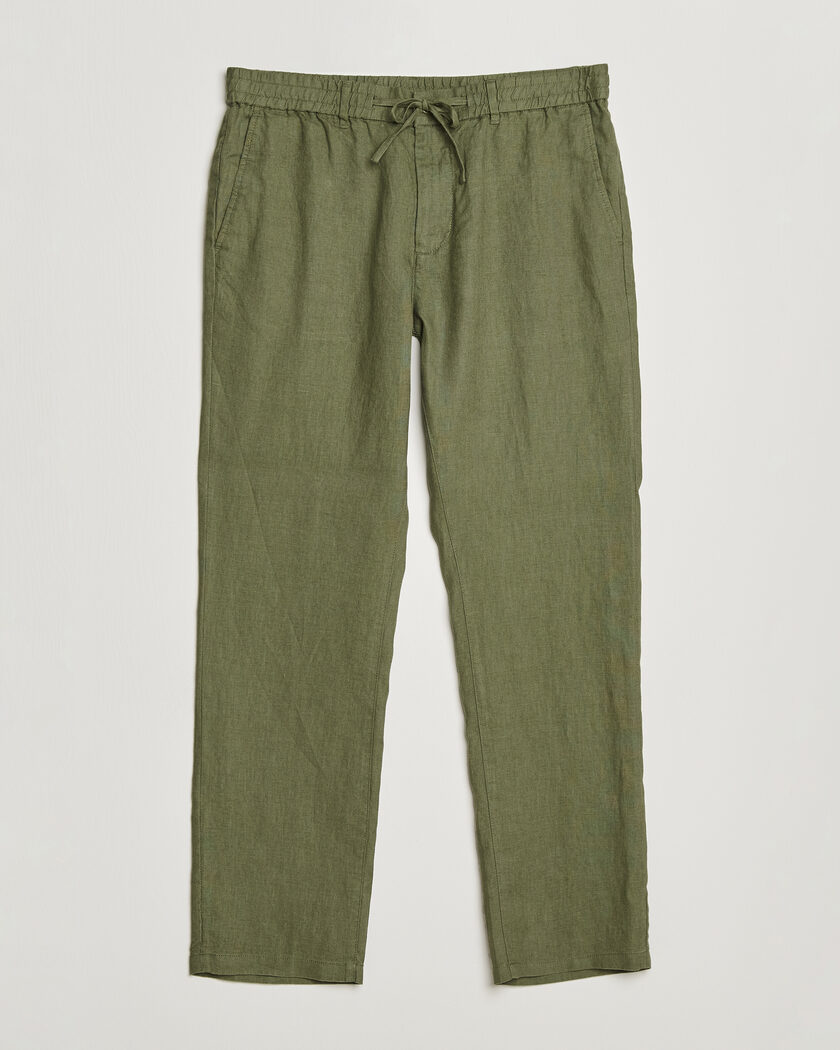 GANT Regular Fit Linen Drawstring Pants Dry Herb Green – Vihreä