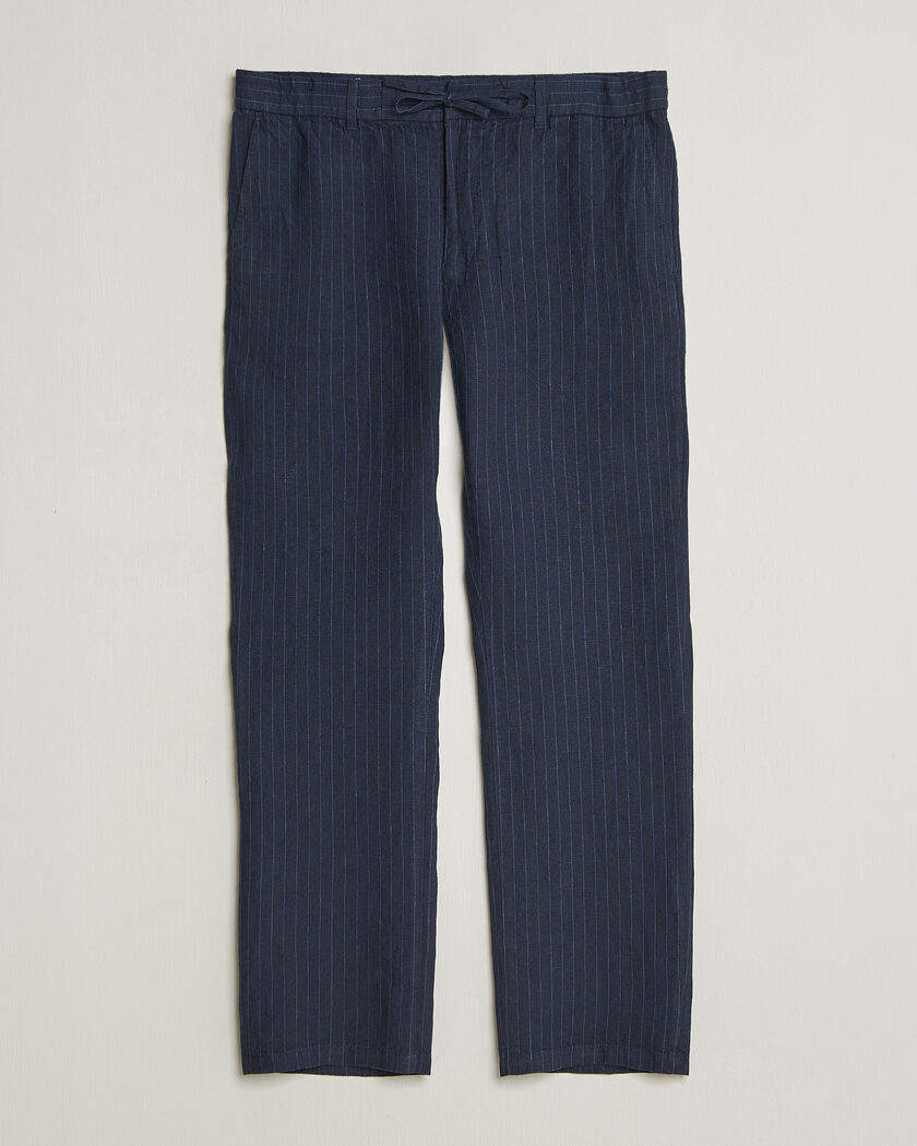 Gant Regular Fit Stiped Linen Drawstring Pants Evening Blue – Sininen