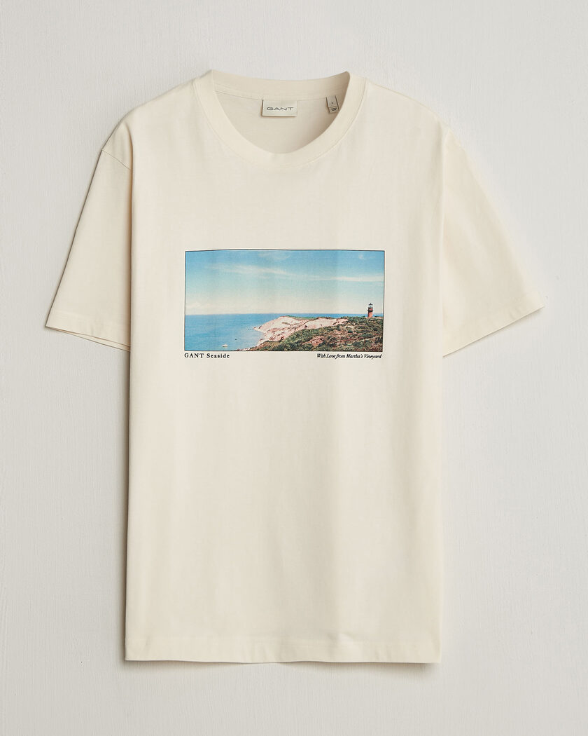 Gant Scenery Graphic Crew Neck T-Shirt Cream – Valkoinen