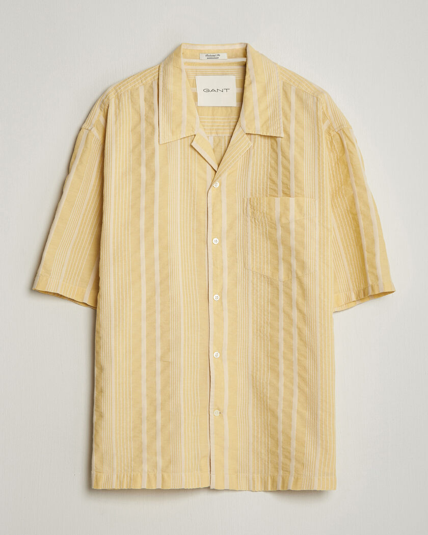 Gant Relaxed Fit Seersucker Camp Collar Shirt Light Mustard Yellow – Keltainen