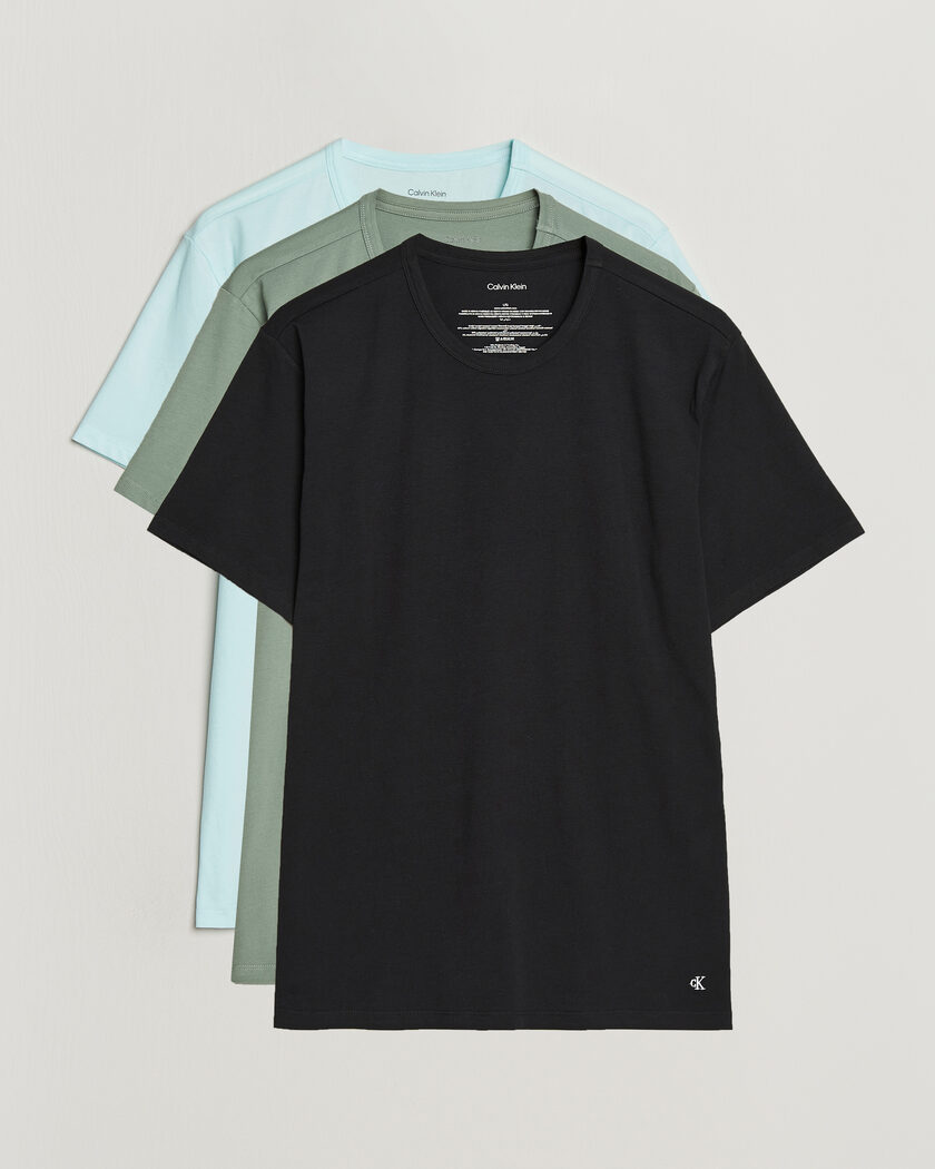 Calvin Klein 3-Pack Cotton Stretch Crew Neck T-Shirt Black/Grey/Green – Monivärinen