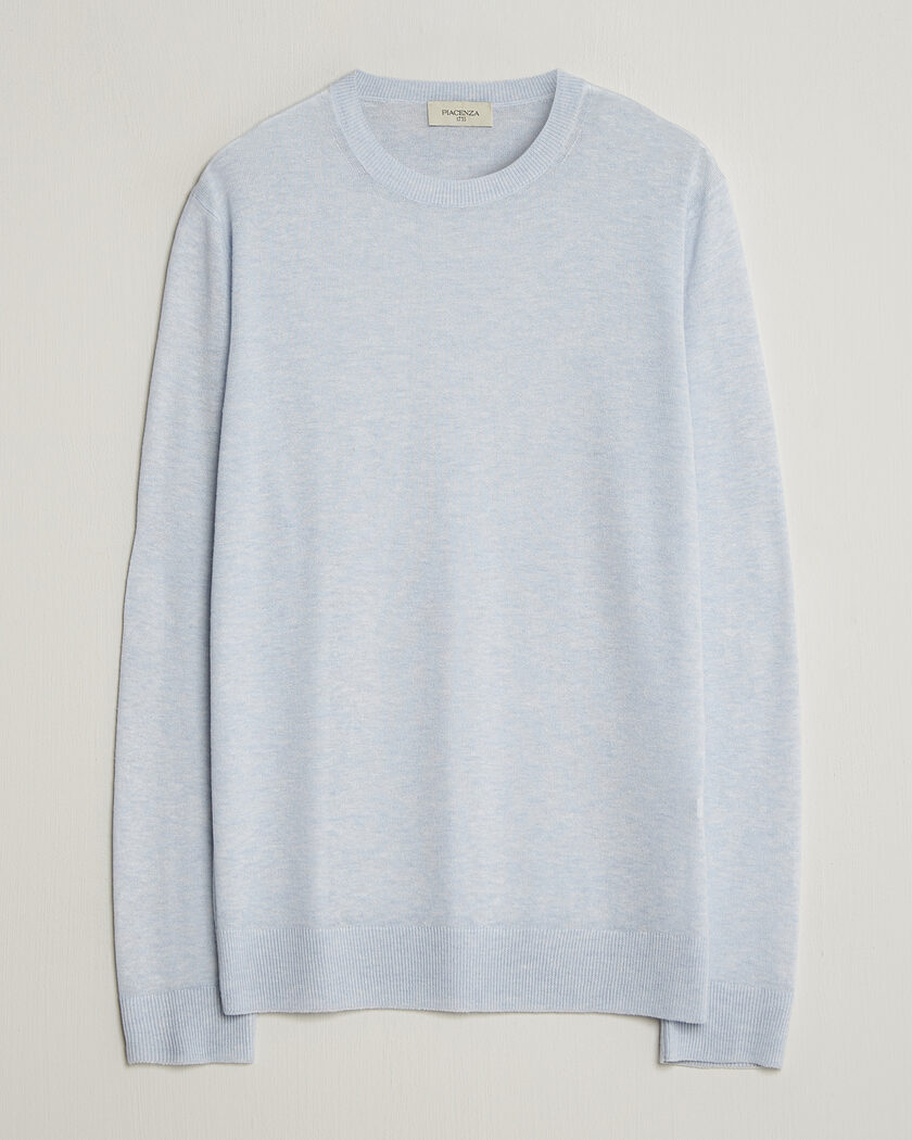 Piacenza Cashmere Soft Silk/Cashmere Crew Neck Sky Blue – Sininen