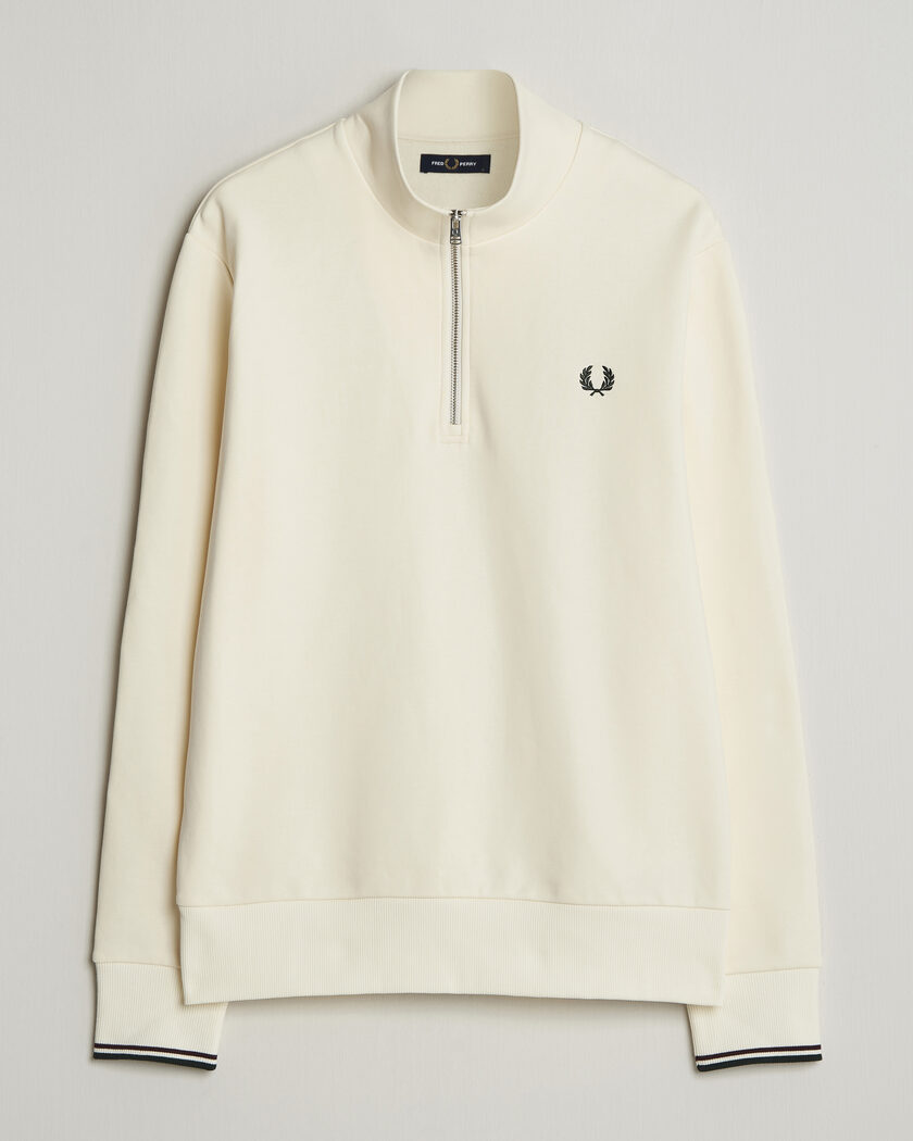 Fred Perry Half Zip Sweatshirt Ecru – Valkoinen