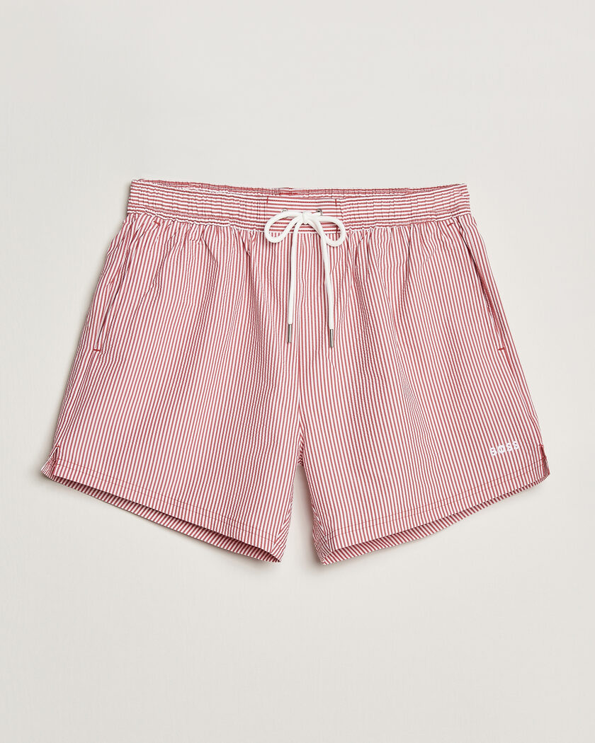 BOSS BLACK Velvetfish Seersucker Swimshorts Dark Red – Punainen