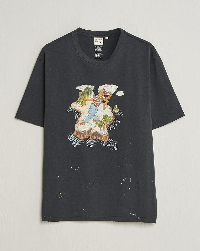 orSlow Vintage Hawaiian Print T-Shirt Black – Musta