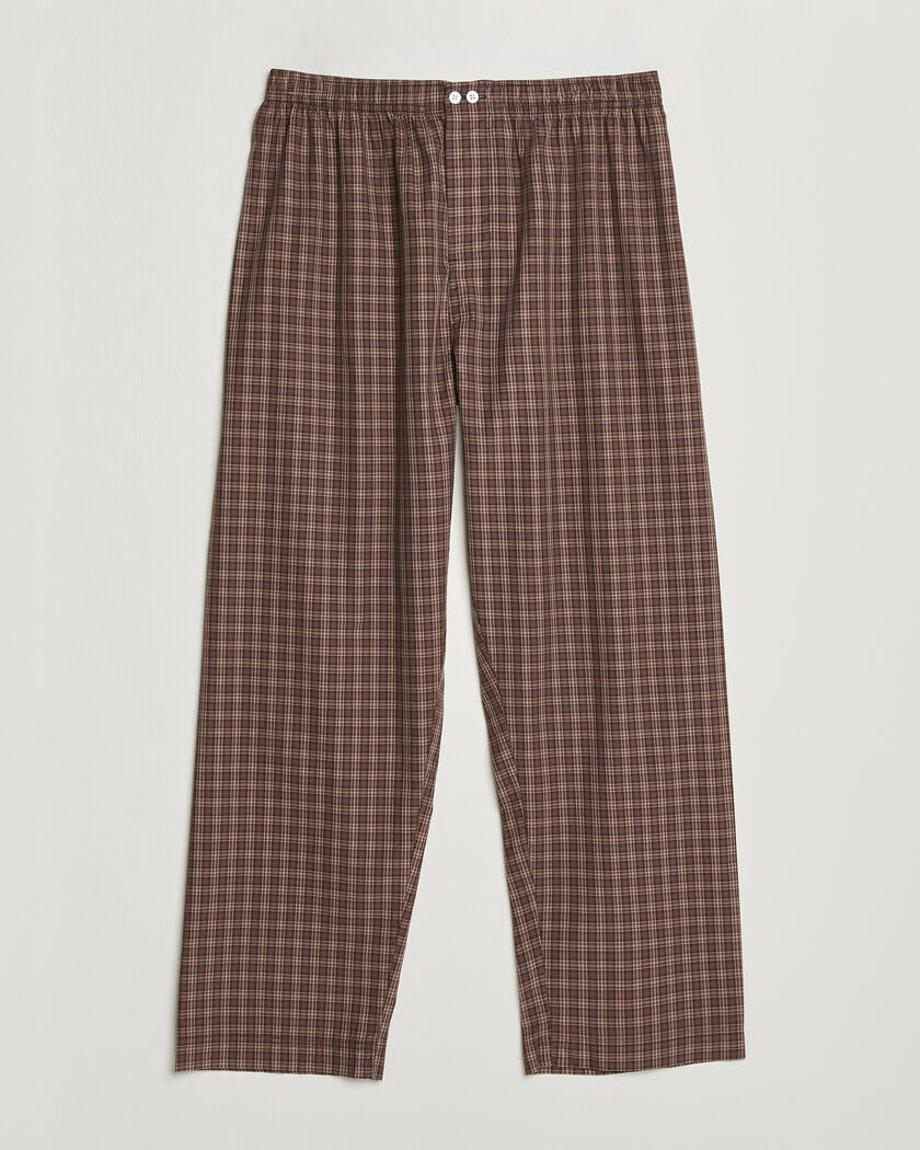 Tekla Fine Twill Pyjama Pants Serra Checks – Ruskea