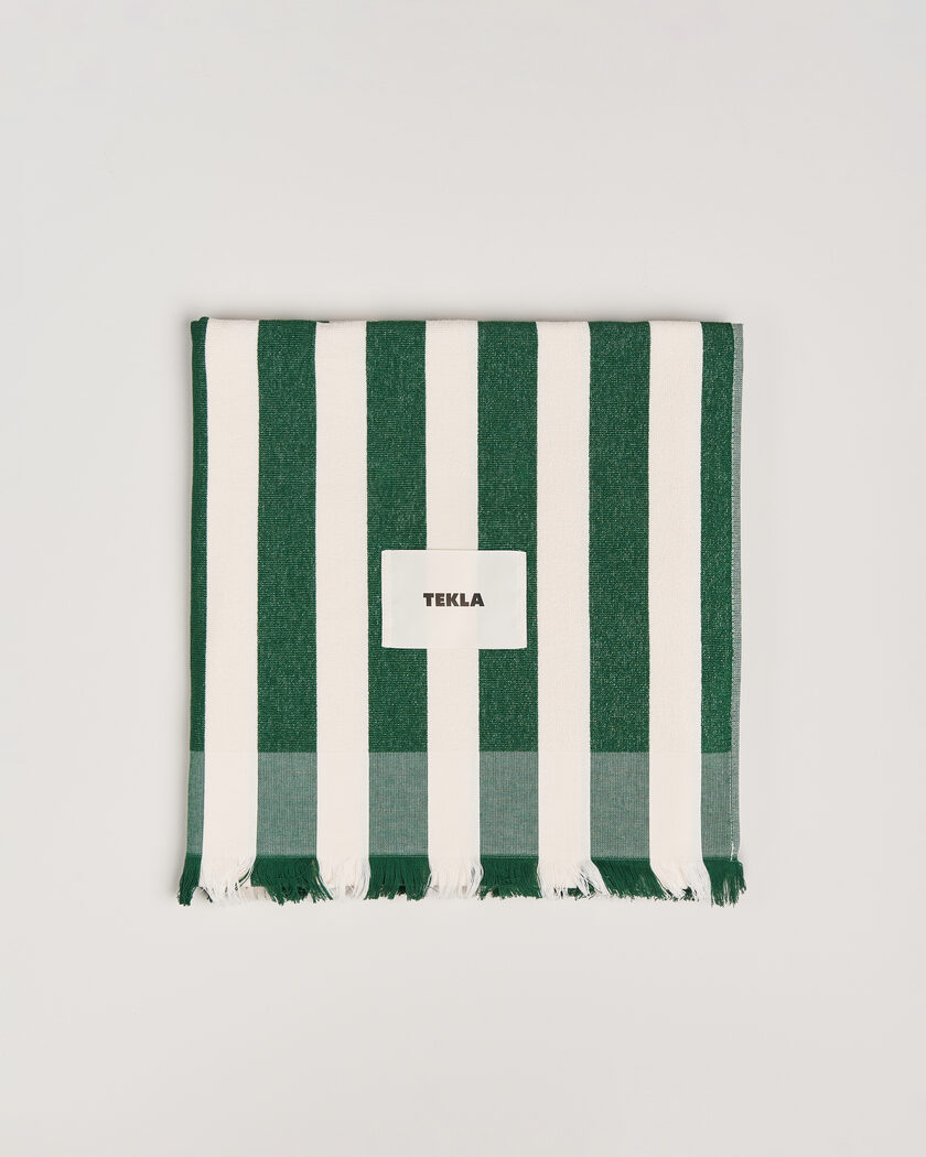 Tekla Organic Terry Beach Towel Green Deck Stripes – Monivärinen