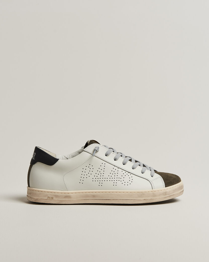 P448 John Leather Sneaker White/Olive – Valkoinen