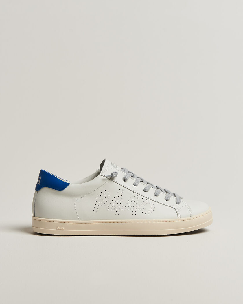 P448 John Leather Sneaker White/Blue – Valkoinen