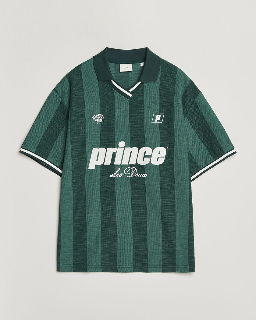 LES DEUX Prince Stripe Jaquard Polo Pineneedle Green – Vihreä