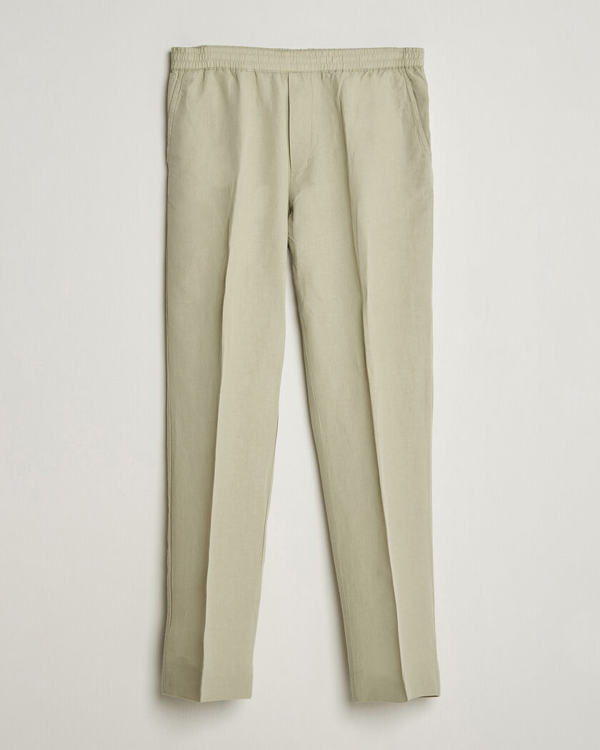 Filippa K Theo Relaxed Linen/Cotton Drawstring Trousers Light Green – Vihreä