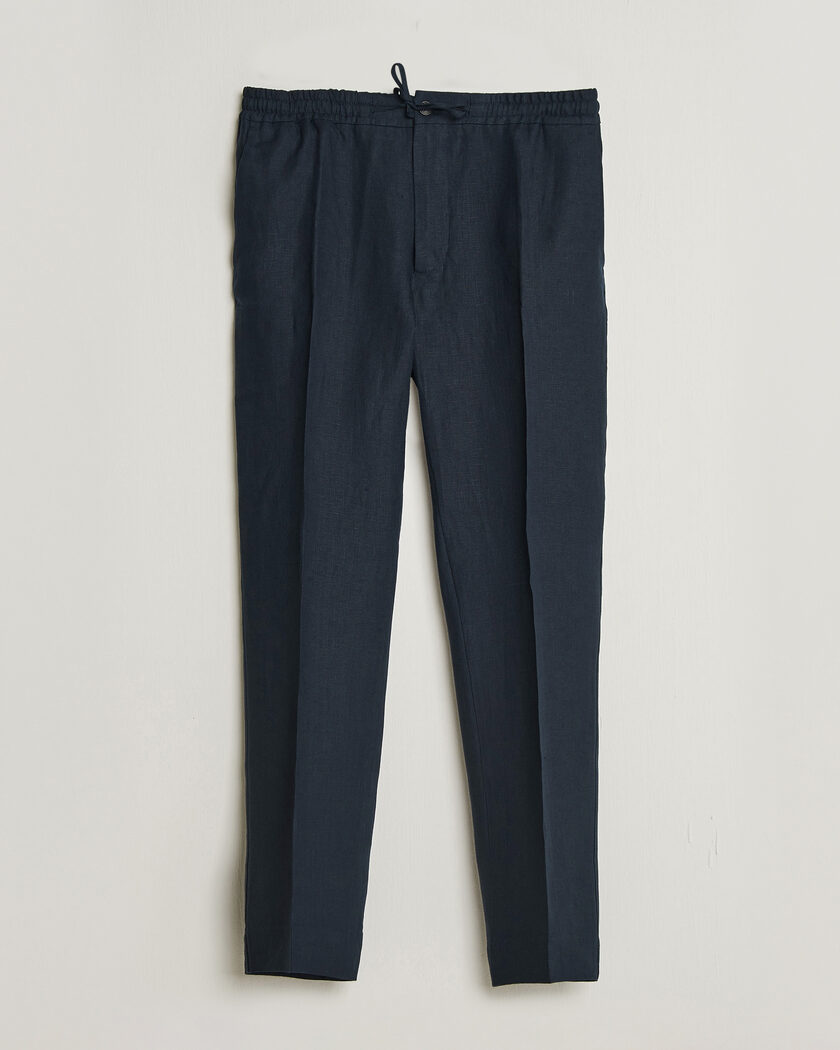 J.Lindeberg Soren Drape Linen Pants Navy – Sininen