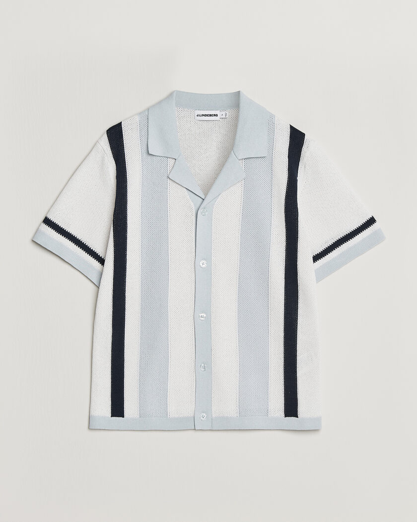 J.Lindeberg Remus Knitted Resort Shirt Skywriting – Monivärinen