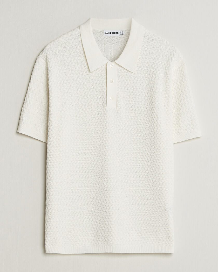 J.Lindeberg Jacques Structured Knitted Polo Tofu – Valkoinen
