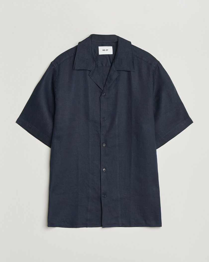 NN07 Julio Linen Resort Shirt Navy Blue – Sininen