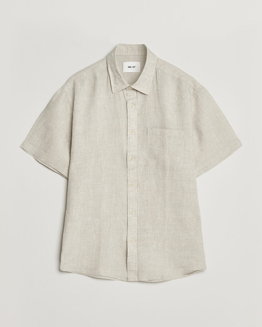 NN07 Deon Linen Short Sleeve Shirt Oat – Beige