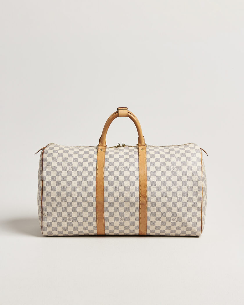 Louis Vuitton Pre-Owned Keepall 50 Damier Azur – Valkoinen