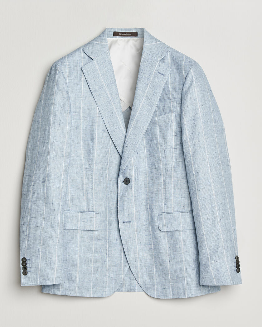 Oscar Jacobson Ferry Soft Linen/Cotton Blazer Light Blue – Sininen