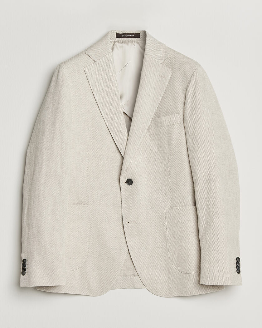 Oscar Jacobson Ferry Patch Cotton/Linen Blazer Off White – Valkoinen