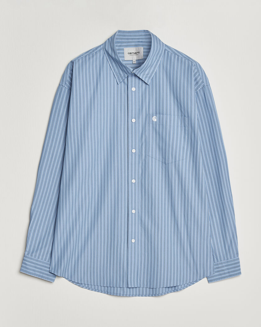Carhartt WIP Keen Striped Cotton Poplin Shirt Curacao – Sininen