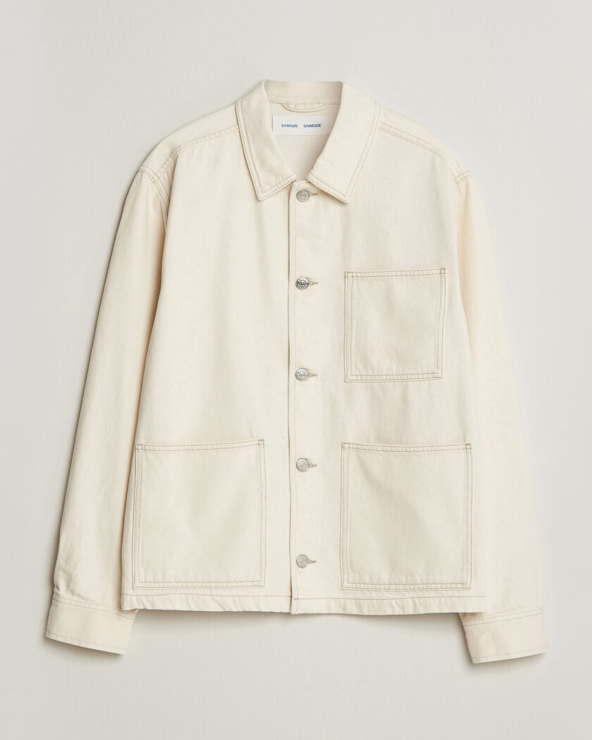 Samsøe Samsøe Chore Denim Overshirt Soft Natural – Valkoinen