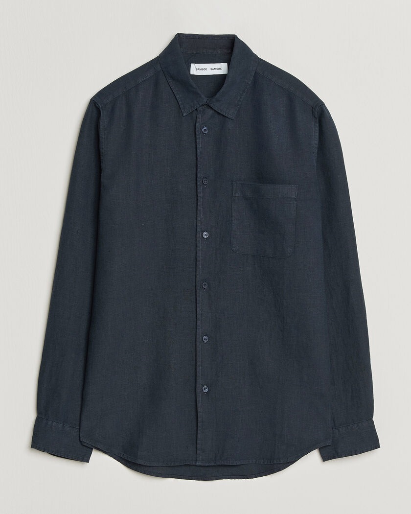 Samsøe Samsøe Liam Linen Shirt Salute Navy – Sininen