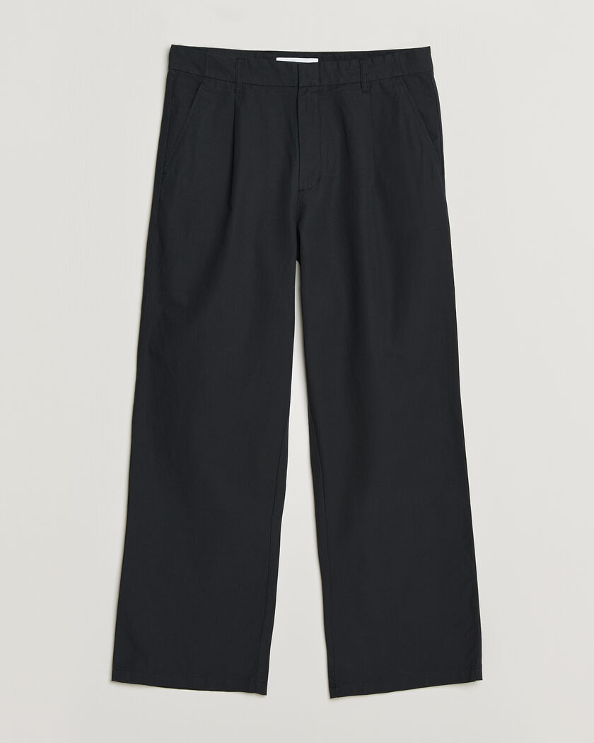 Samsøe Samsøe Valentin Cotton/Linen Pleated Trousers Black – Musta