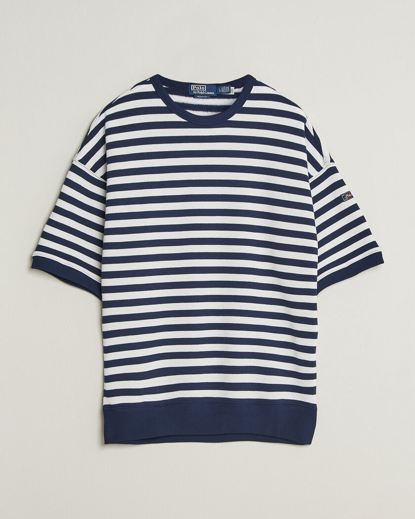 Polo Ralph Lauren Striped Short Sleeve Sweater Newport Navy/White – Sininen