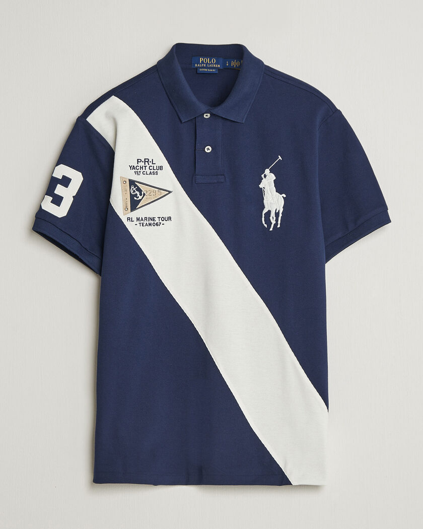 Polo Ralph Lauren Custom Slim Diagonal Stipe Polo Newport Navy/Nevis – Sininen