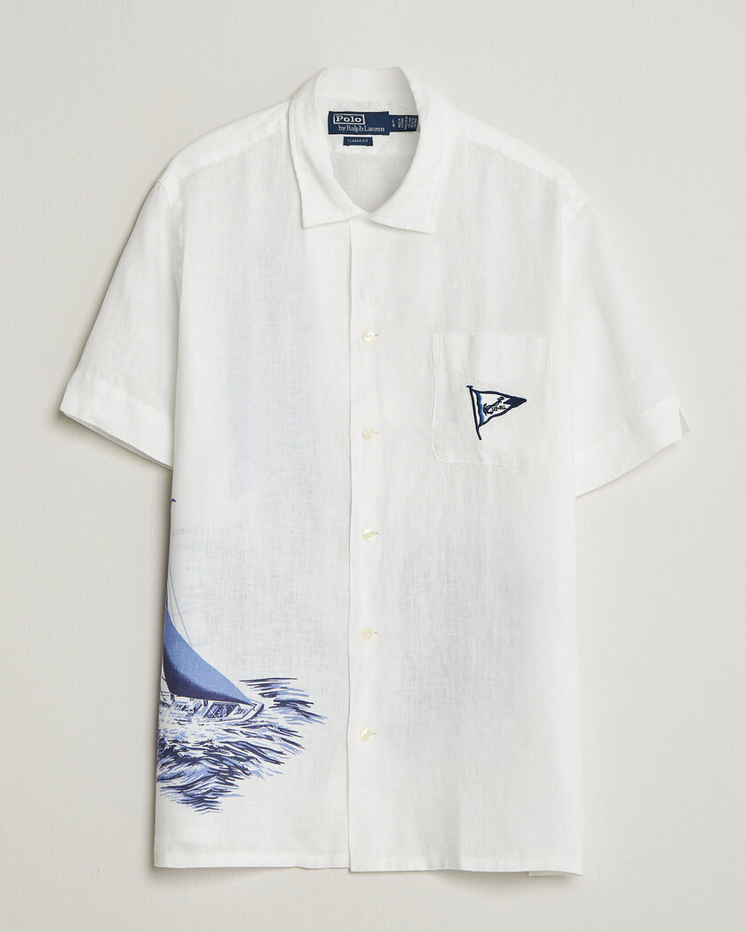 Polo Ralph Lauren Linen Camp Shirt Vintage Nautical Sail – Valkoinen