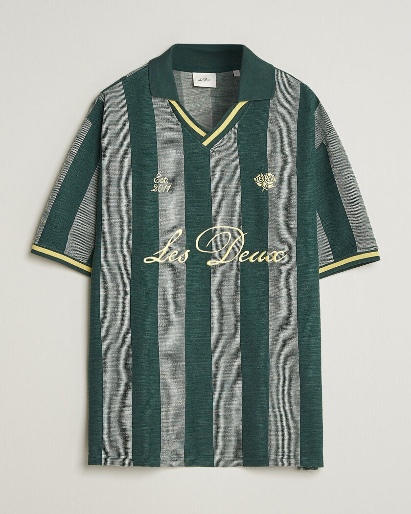 LES DEUX Stripe Jacquard Football Jersey Pine Green – Vihreä