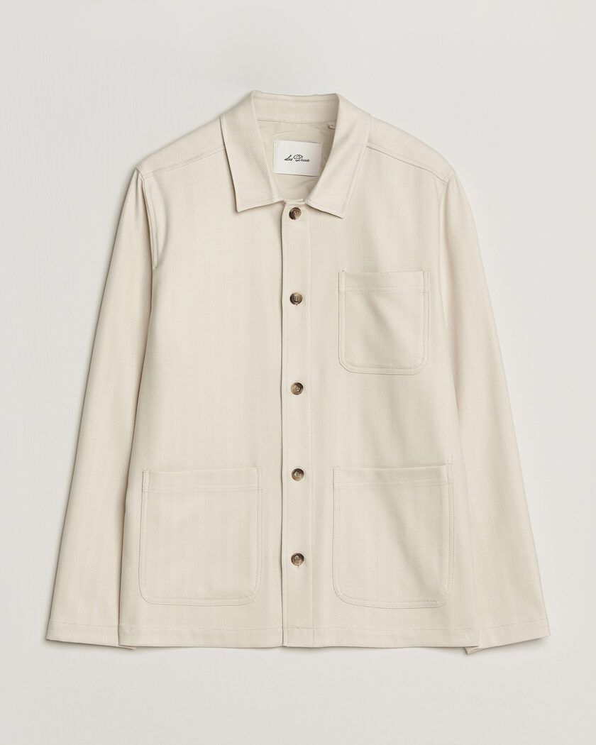 LES DEUX Herringbone Overshirt Ivory – Valkoinen