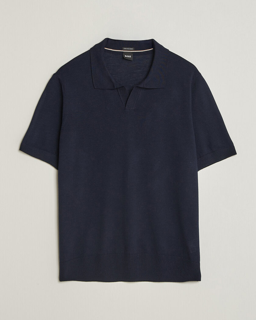 BOSS BLACK Lantoni Knitted Polo Dark Blue – Sininen