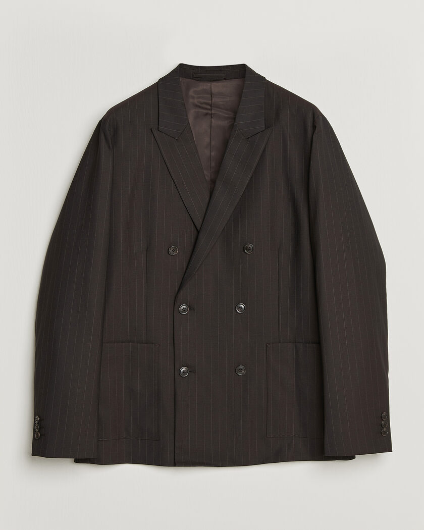 NN07 Jordin Pinstriped Double Breasted Blazer Dark Brown – Ruskea