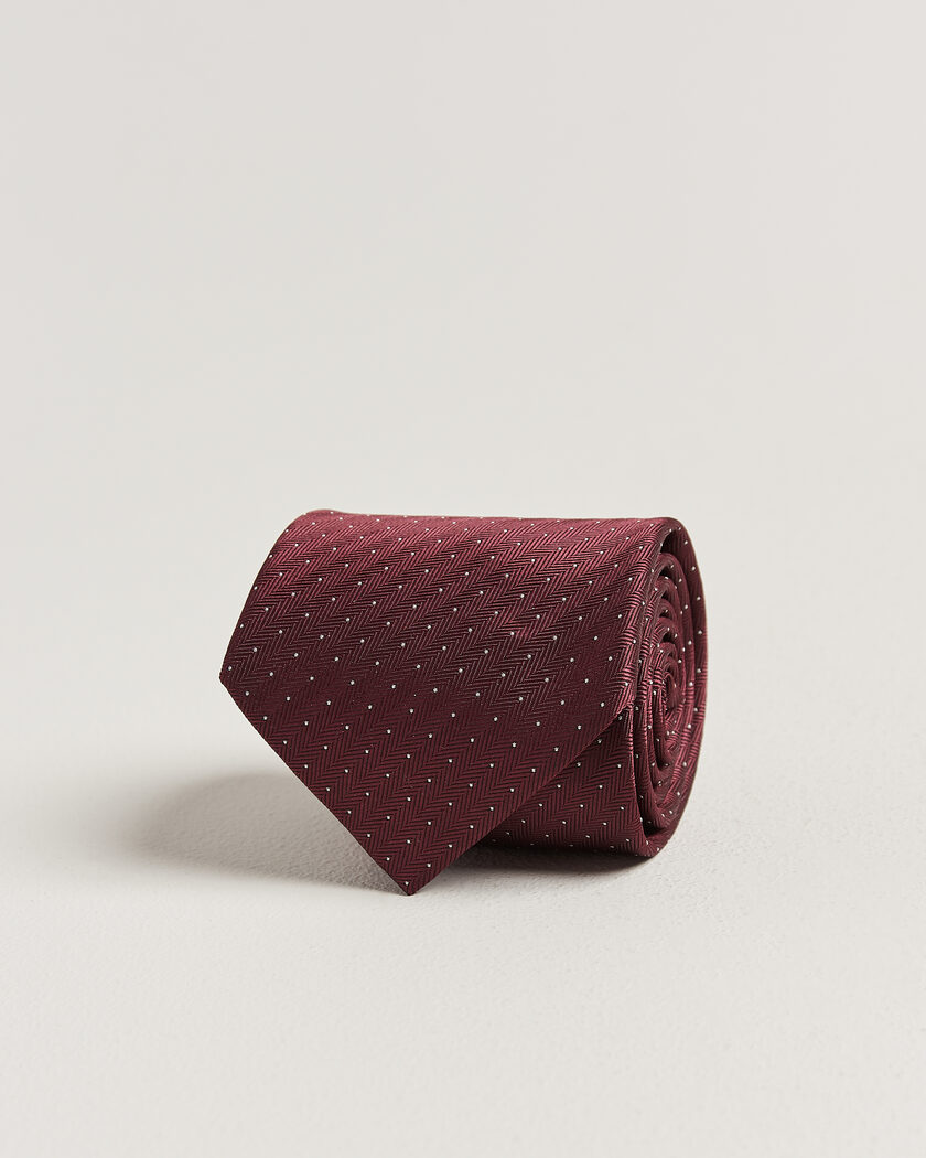 Brioni Jacquard Dot Silk Tie Burgundy – Punainen