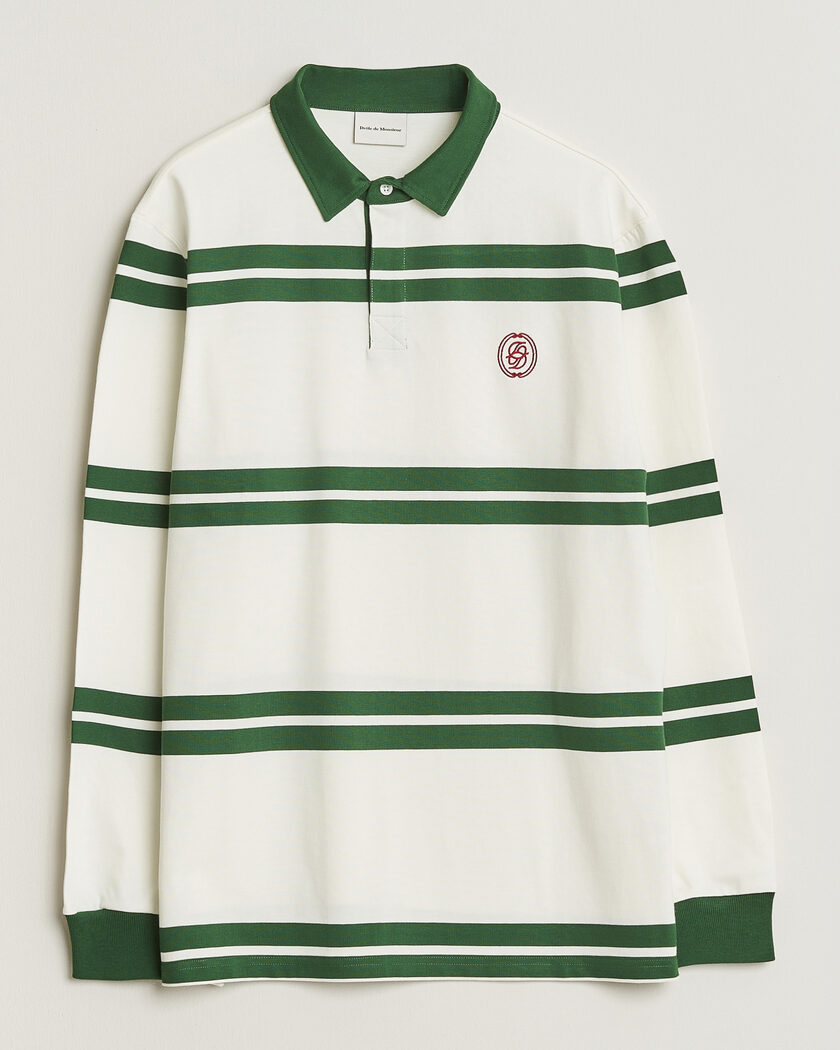 Drôle de Monsieur Ornament Striped Rugger Water Green – Valkoinen