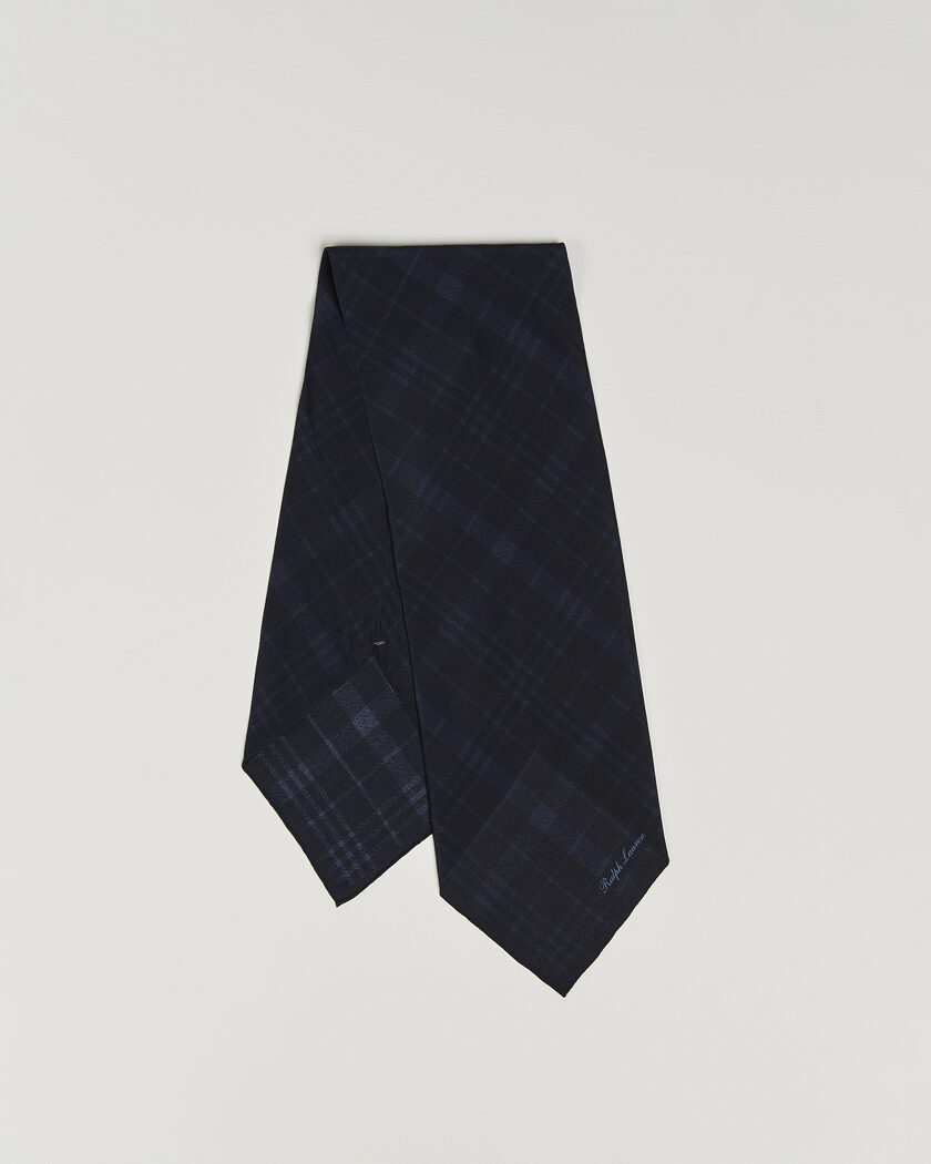 Ralph Lauren Purple Label Silk Neckerchief Navy Plaid – Sininen