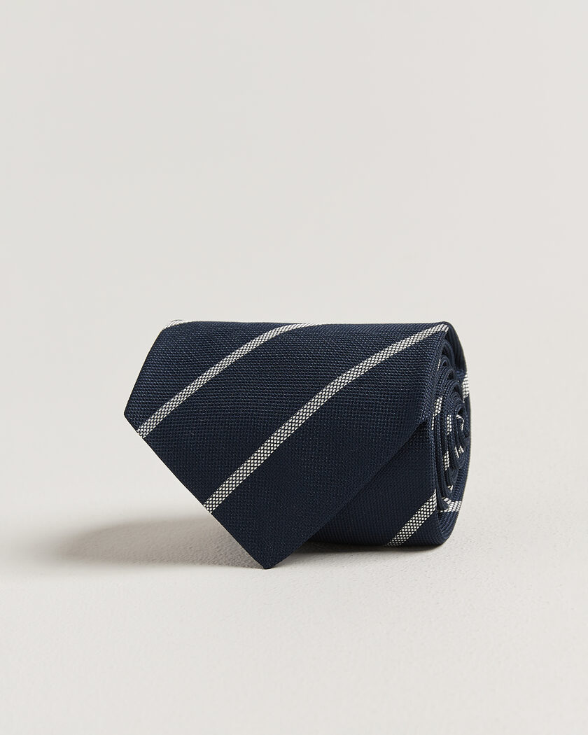 Ralph Lauren Purple Label Regimental Stripe Silk Tie Navy/Silver – Sininen