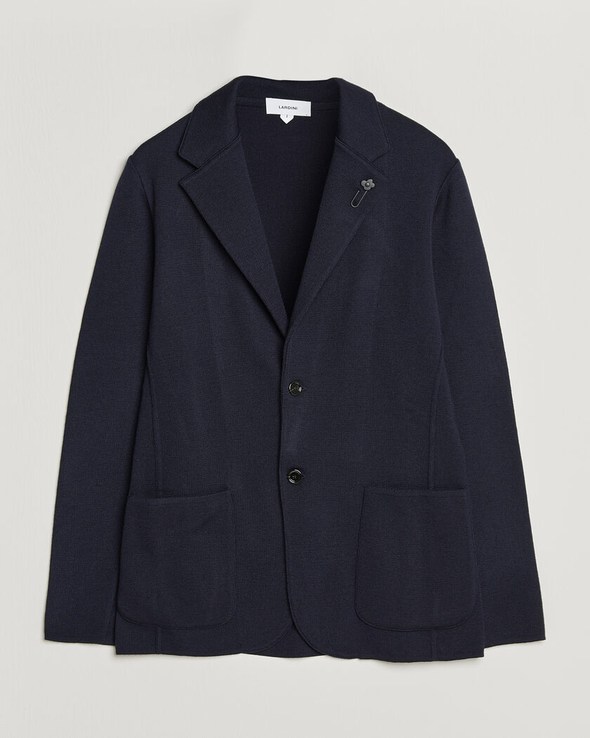 Lardini Knitted Wool Blazer Navy – Sininen