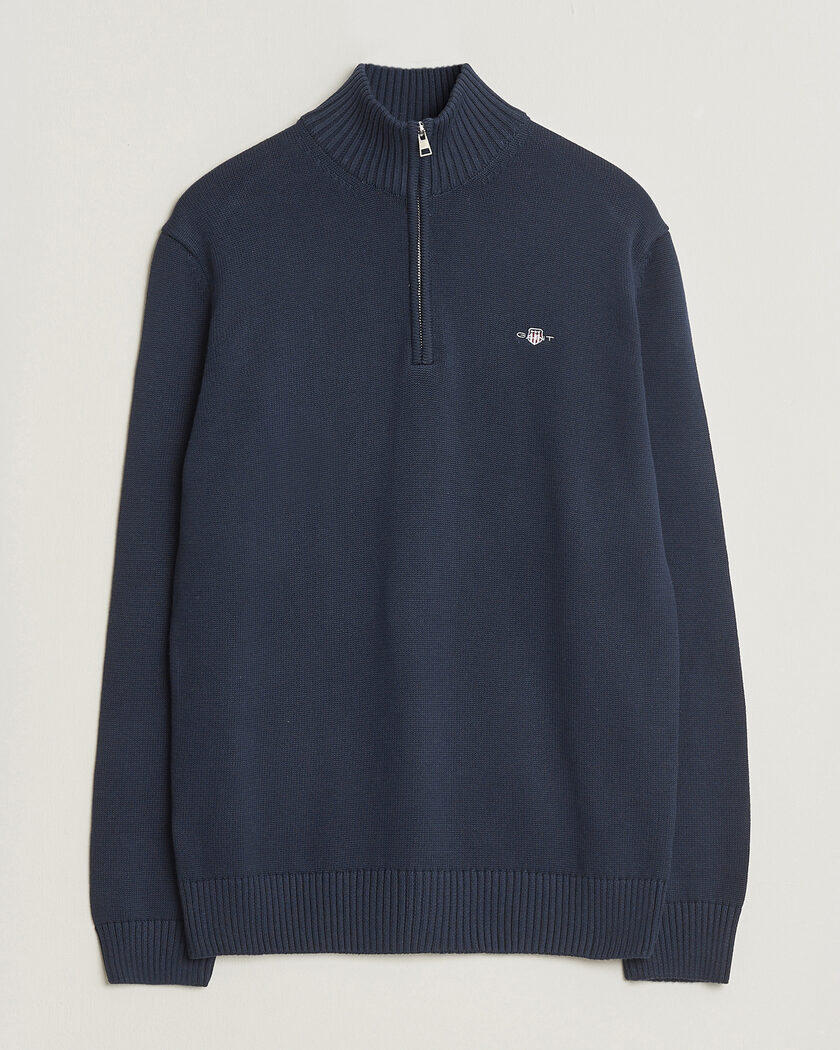 Gant Casual Cotton Knitted Half Zip Evening Blue – Sininen