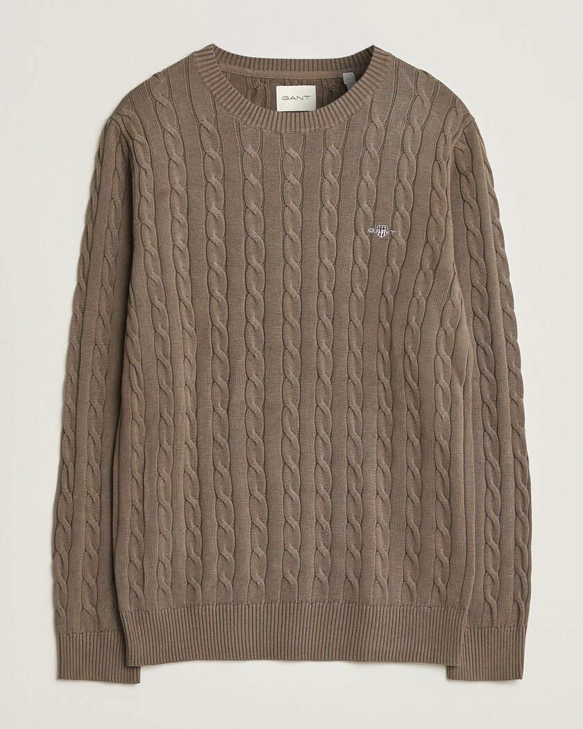 Gant Cotton Cable Crew Neck Faded Taupe – Ruskea
